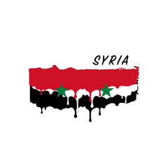 Painted Syria flag, Syria flag paint drips. Stock vector illustration isolated on white background