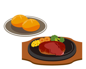 Vector illustration of hamburger steak .