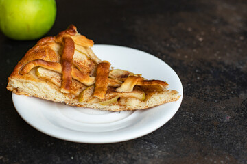 Apple pie sweet dessert tart bakery pastries biscuit fruit healthy eating top view copy space for text 