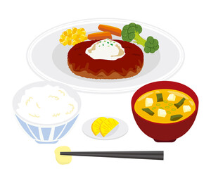 Vector illustration of hamburger steak .