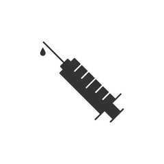 Syringe with drop black icon vector illustration isolated on the white background