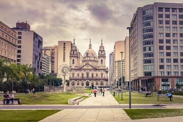 Fototapeta na wymiar view of the city hall of the city