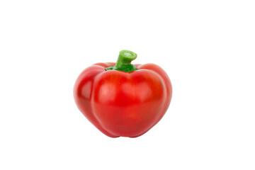 Red raw bell pepper, white background