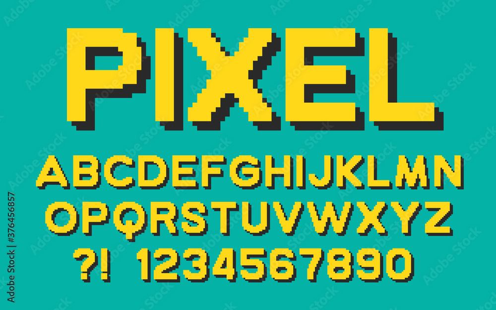 Poster pixel retro font video computer game design