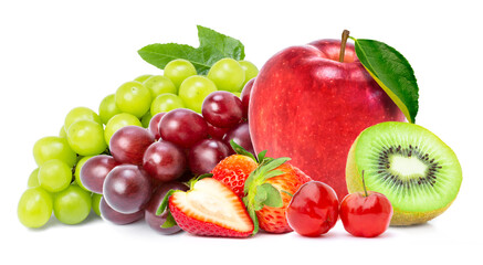 fruits on white background