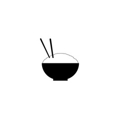 Icon black sign plate porridge and chinese sticks. Vector illustration eps 10