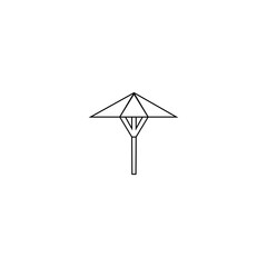 Beach umbrella black sign icon. Vector illustration eps 10