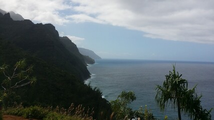Kauai Mountains Coast Waterfall canyon