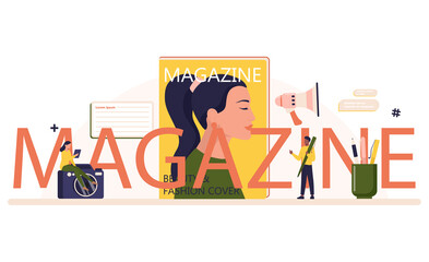 Magazine typographic header. Journalist and designer working