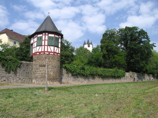 Fototapeta na wymiar Dilgesturm an der Stadtmauer in Hanau Steinheim