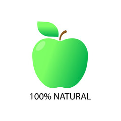 apple icon and inscriptions are 100 percent natural. Vector illustration eps 10