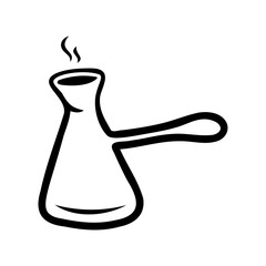 Hand drawn coffee maker on a white isolated background. Elements of kitchen utensils. Doodle, simple outline illustration. It can be used for decoration of textile, paper and other surfaces.