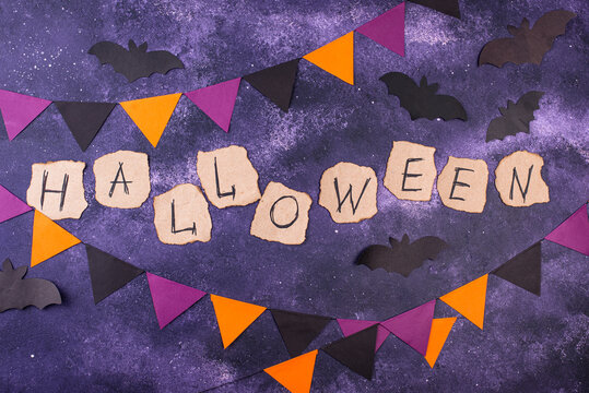 Halloween background with paper garland - Powered by Adobe