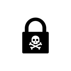 Lock sign black icon and skull and crossbones sign. Vector illustration eps 10