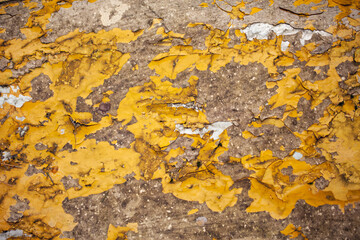 Old peeling paint on wall. Grunge texture. Old grunge background. 