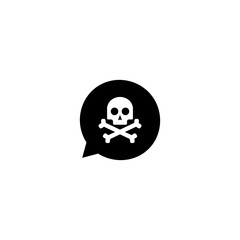 Black message icon and skull and crossbones sign. Vector illustration eps 10