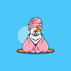 Bulldog on spa mascot illustration