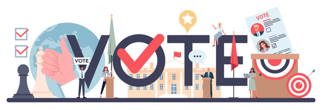 Vote typographic header. Idea of election and governement.