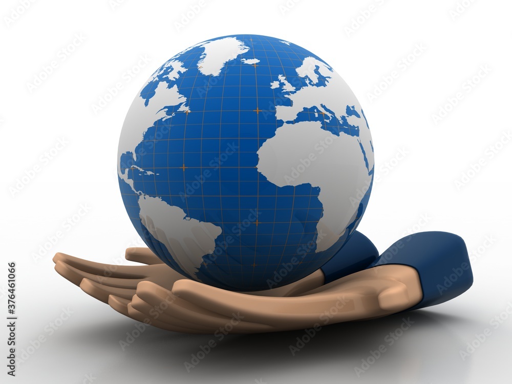 Poster 3d rendering abstract world concept