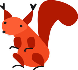 red squirrel with big teeth and fluffy tail