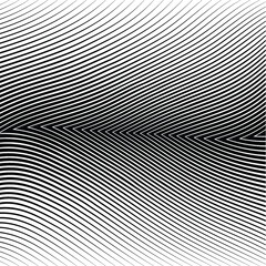 Abstract warped Diagonal Striped Background . Vector curved twisted slanting, waved lines texture
