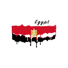 Painted Egypt flag, Egypt flag paint drips. Stock vector illustration isolated on white background