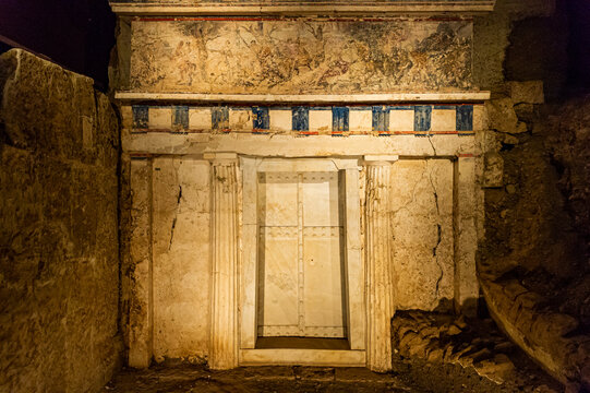 Entrance to the tomb of Philippe II, Aigai, Vergina, UNESCO World Heritage Site