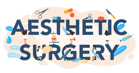 Aesthetic surgery typographic header. Idea of body correction.