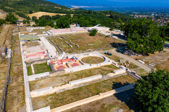 Aerial of the palace, Aigai, Vergina, UNESCO World Heritage Site