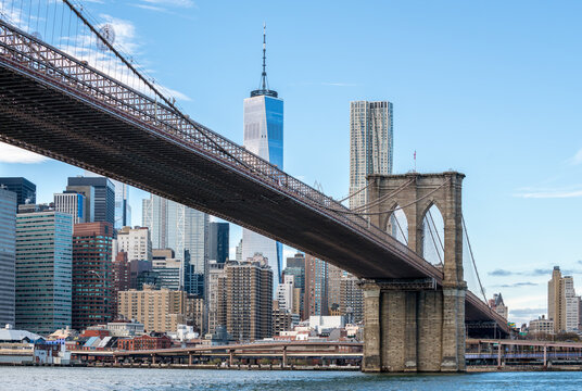 Lower Manhattan skyline and Brooklyn Bridge