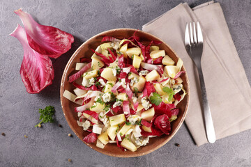 chicory salad with blue cheese, apple and walnut