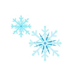 Snowflakes, winter, snow, two snowflakes isolated on a white background, vector illustration in flat style.