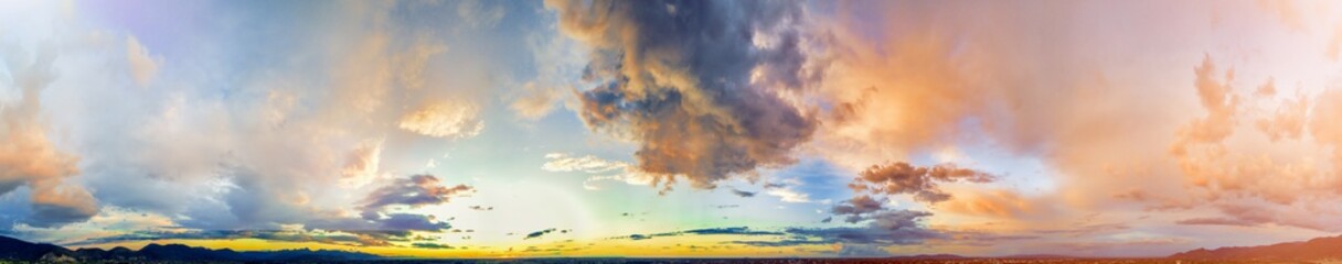 Panoramic view of sunset sky from a drone