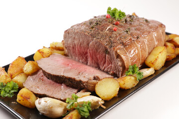 roasted beef fillet with potato