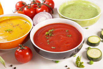 vegetable cream soup and fresh ingredient