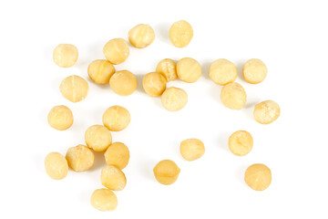 macadamian nuts isolated on white background