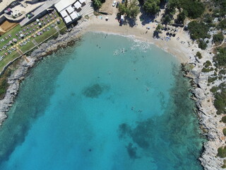 Drone view of Loutraki beach, Crete, Greece