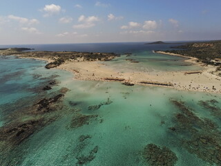 Drone view of Elafonisi beach, Crete, Greece