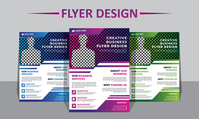 Corporate Professional Business Flyer Vector Design with 3 color variations.