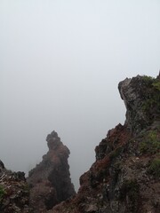 fog on mountain peak