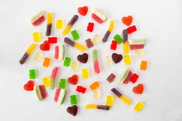 Mixed jelly marmalade, high angle view of taste sweet snack