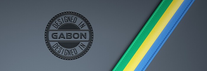 Designed in Gabon stamp & Gabonese flag.