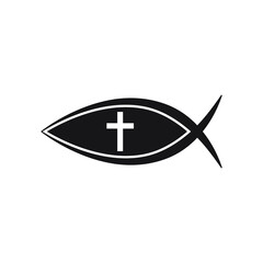 Jesus Fish icon, Christian Ichthys Fish symbol 