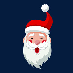 2021 Christmas Santa Claus. Santa Claus laughs. Merry Christmas and Happy New Year! Christmas cute flat character.  Holiday greeting card. Isolated vector illustration.