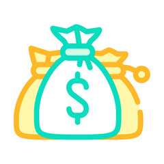 money bags color icon vector isolated illustration