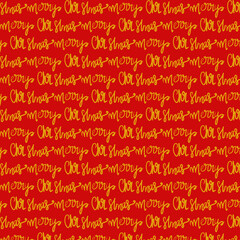 Merry Christmas. Hand lettering on a red background. Seamless pattern