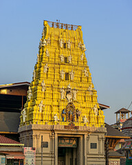 Lighting done on famous Hindu temple dedicated to god Krishna and Dvaita Matha.