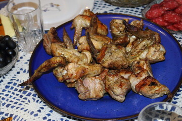 Shish kebabs with vegetables on skewers