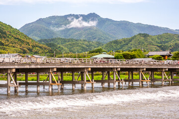 The Togetsukyo bridge, in the Arashiyama area of Kyoto, Japan.