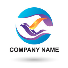 business logo company logo with bird and full of color